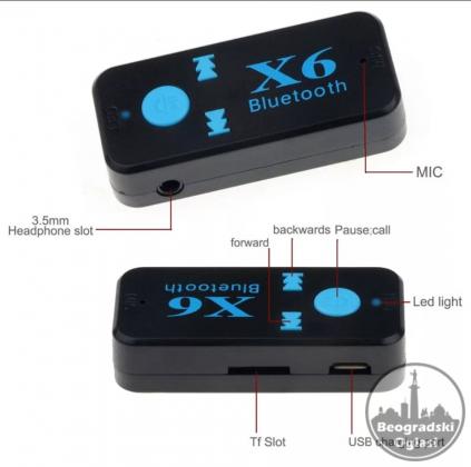 X6 Adapter Bluetooth Prijemnik Auto Car Aux Kit