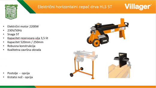 Elektricni horizontalni cepac drva Villager HLS 5t