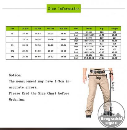 Muske pantalone sa dzepovima M,L,XL,2XL,3XL