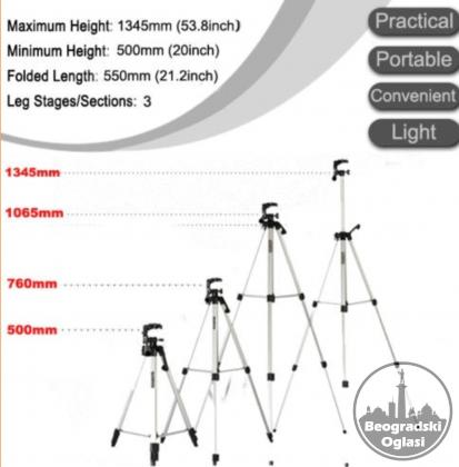 Tripod / Stativ 135 cm Torba i Držač za mobilni telefon