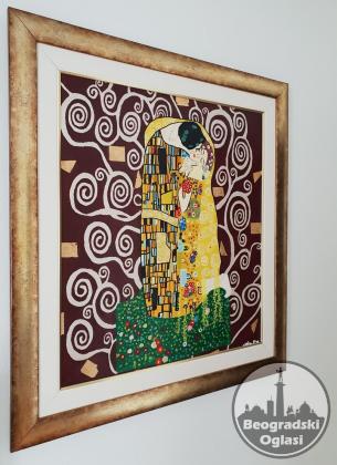 Gustav Klimt - Poljubac, reprodukcija - ulje na platnu!