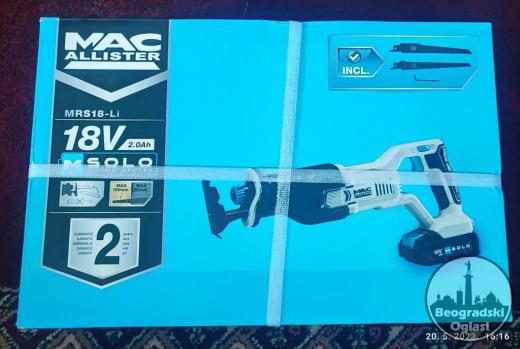 MacAllister Solo Akumulatorska 18V klipna testera sabljasta lisicarka sa punjačem i baterijom 18V 1 X 2.0Ah