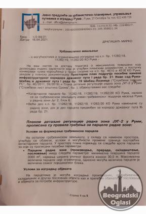 TOP LOKACIJA GRAĐEVINSKO ZEMLJIŠTE-GRAD RUMA-NA AUTOPUTU NOVI SAD-ŠABAC ŠIRINE 100m POVRŠINE 15524m²-->29€