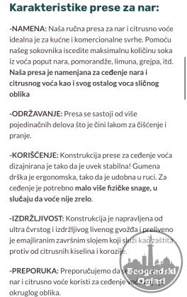 Presa za hladno ceđenje NARA i Citrusa