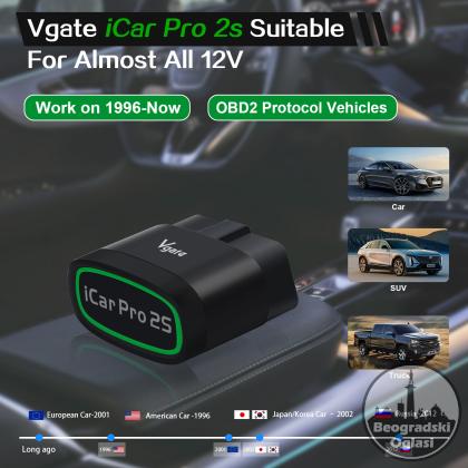 Vgate iCar Pro 2S OBD2 Bluetooth 5.3, IOS Android, PC