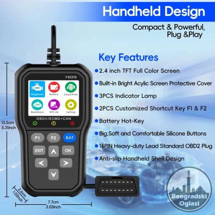 YM319 OBDII+EOBD+CAN Auto Dijagnostika
