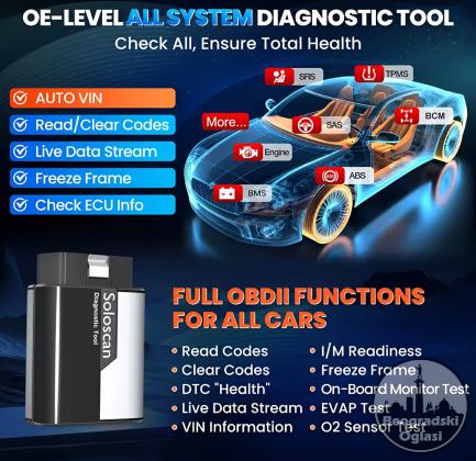 Novo - KINGBOLEN SOLOSCAN OBD2 Bluetooth 20+ Reseta + Kabel