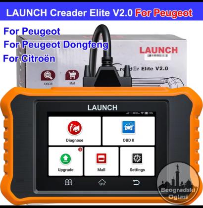 NOVO- LAUNCH X431 Creader Elite V2.0 OBD2 Peugeot i Citroen