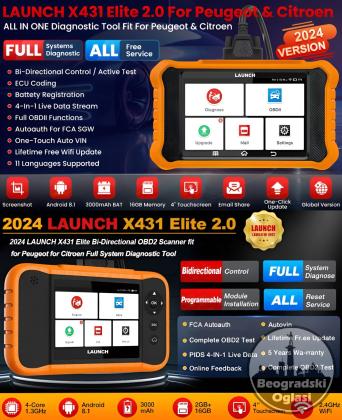NOVO- LAUNCH X431 Creader Elite V2.0 OBD2 Peugeot i Citroen