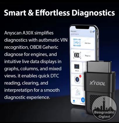 NOVO- XTOOL Anyscan A30X Bluetooth OBD2 26+ reset